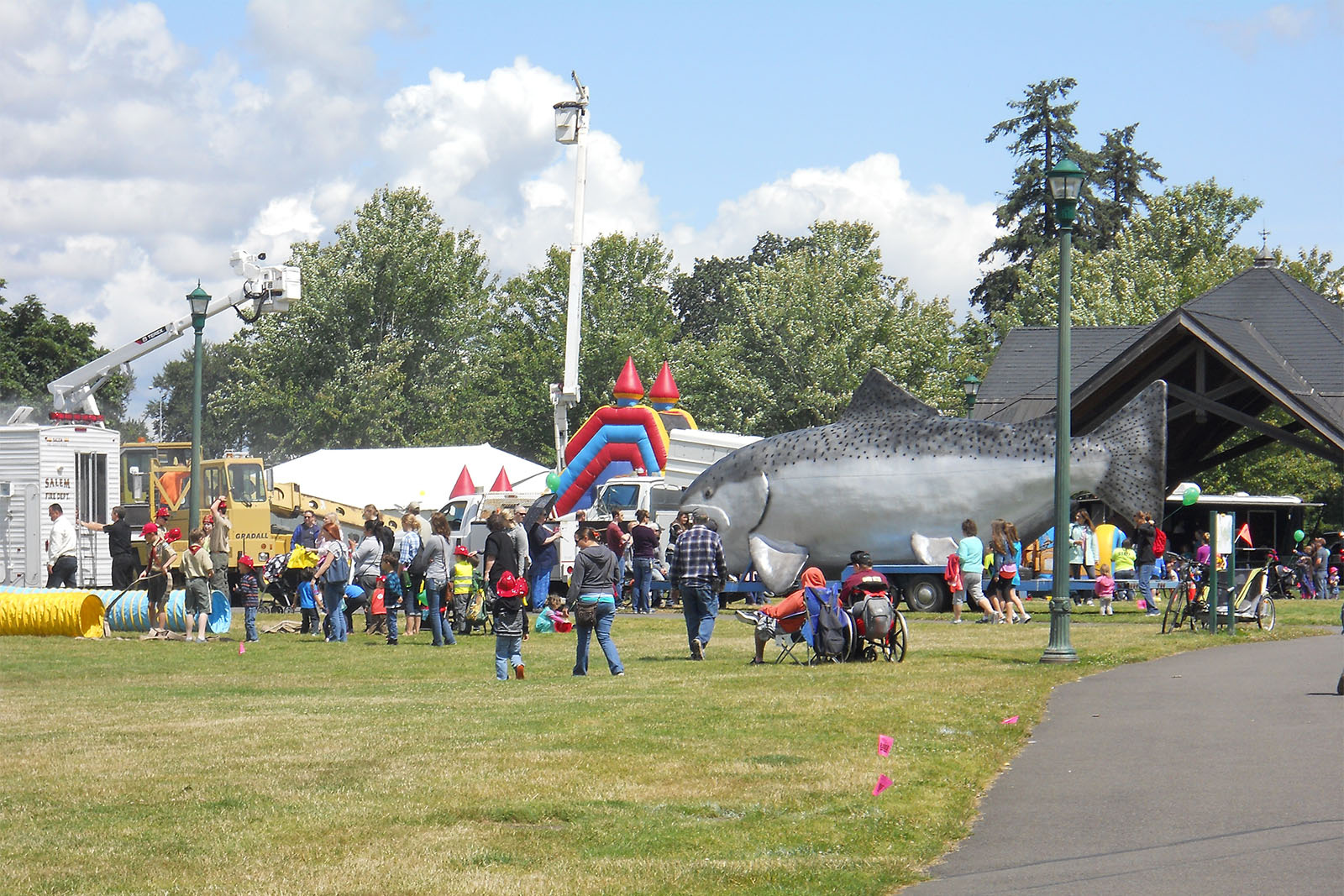 public works day 2016 people and large salmon
