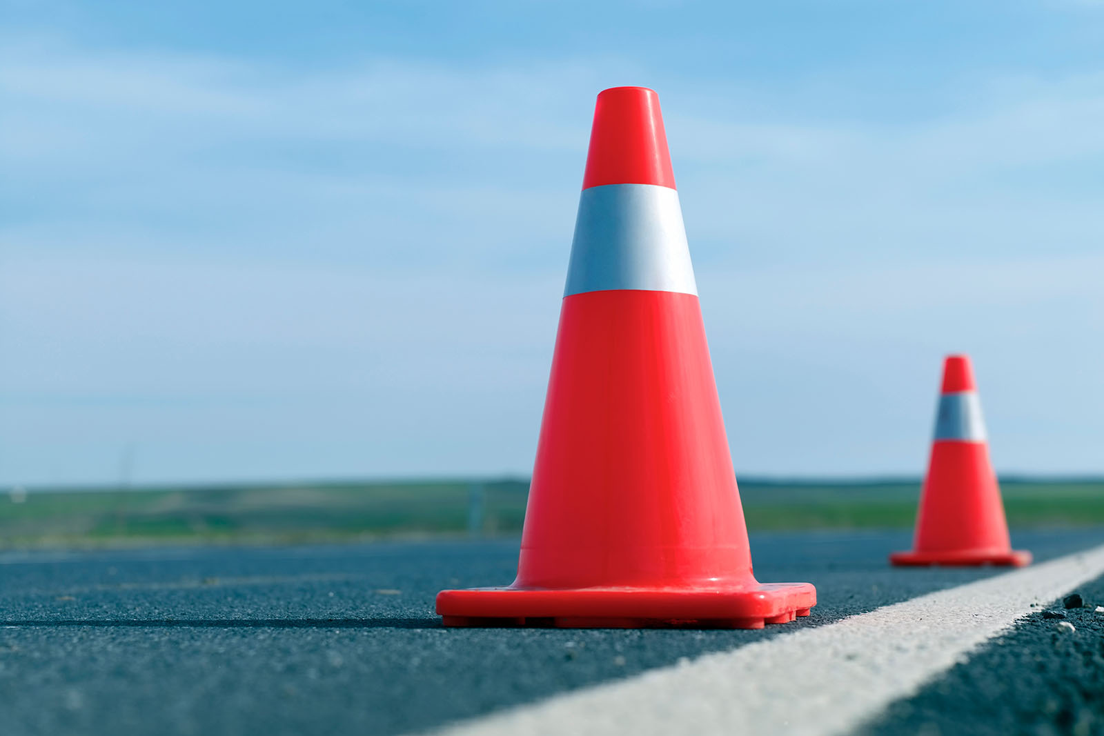 traffic cones on road