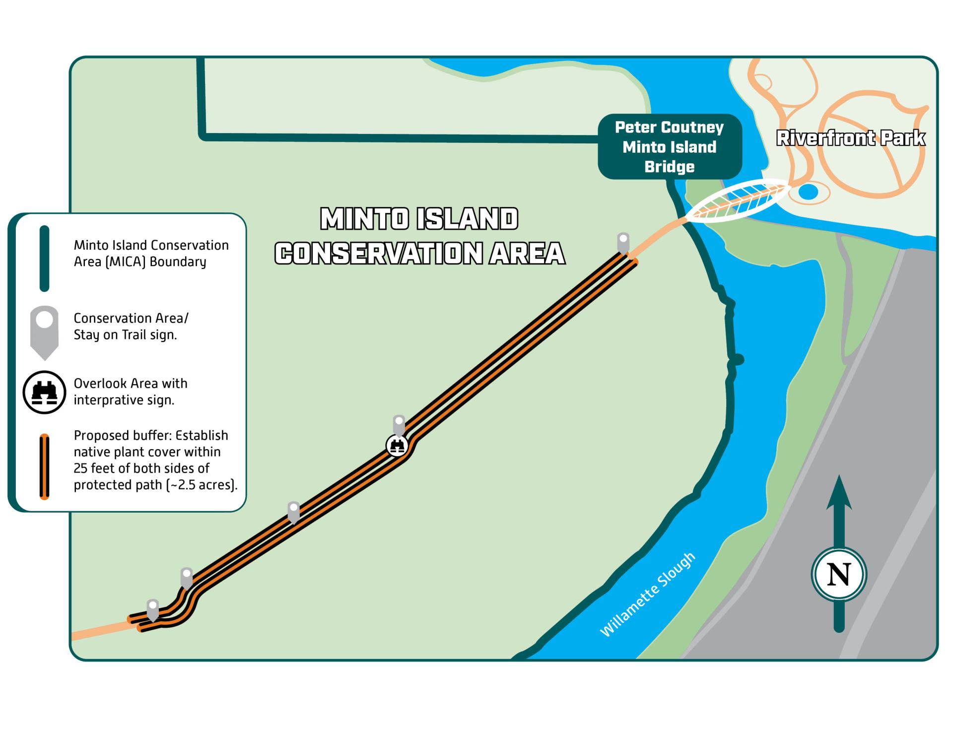 Graphic showing trail closure south of peter courtney bridge