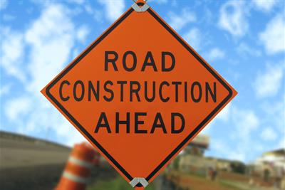 road construction ahead traffic sign