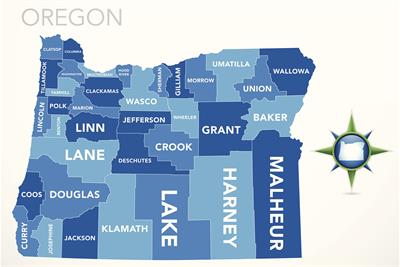 oregon map separated by county