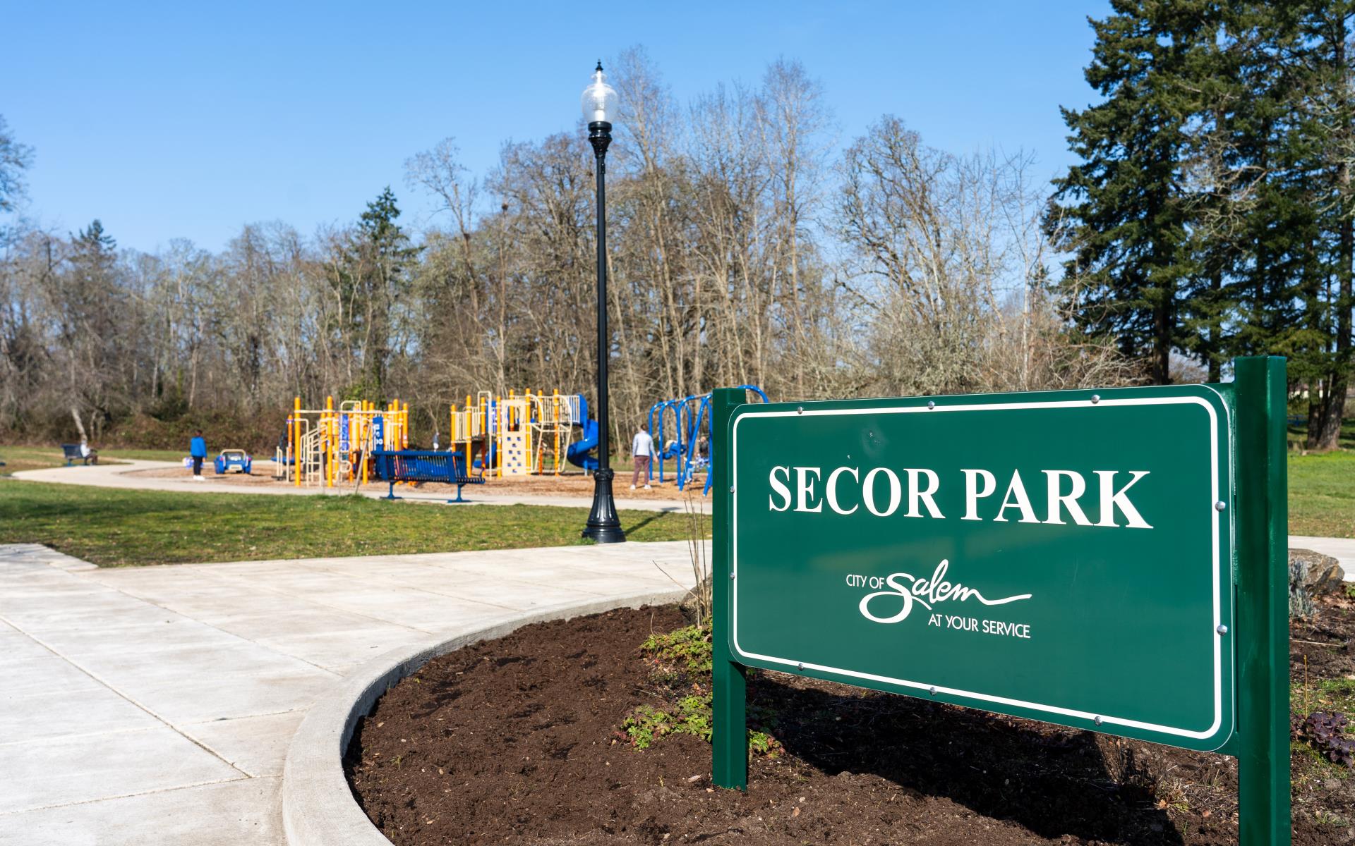Secor Park Sign and playground