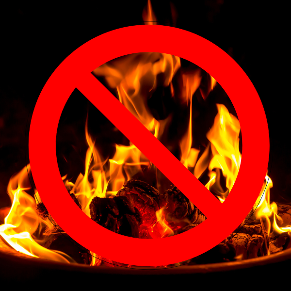 campfire image with ban circle