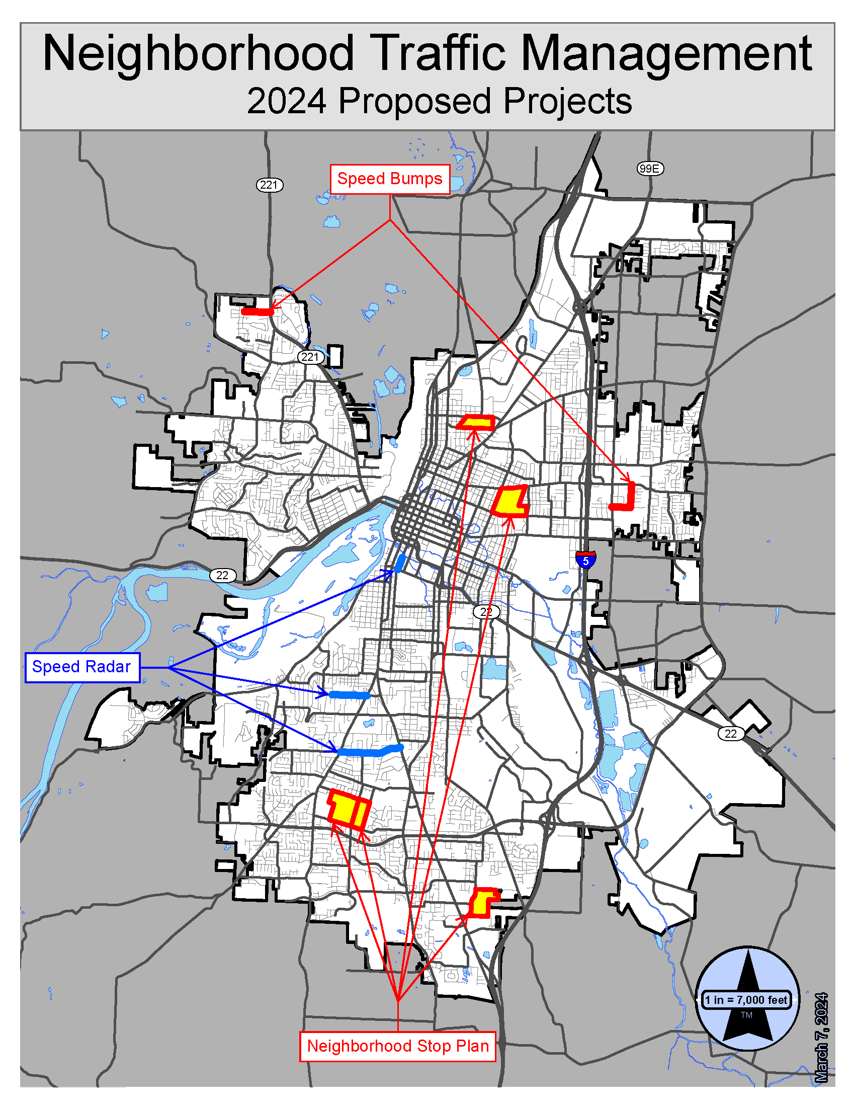 2024 Neighborhood Traffic Management Proposed Projects Map