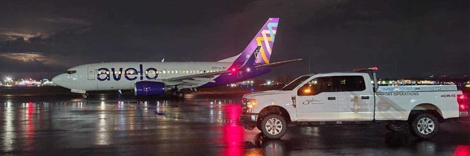 Avelo Jet and Airport Operations truck
