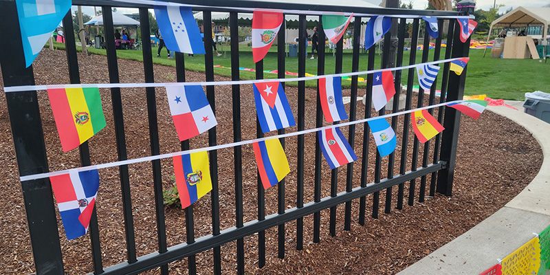 Flags on fence 800x400