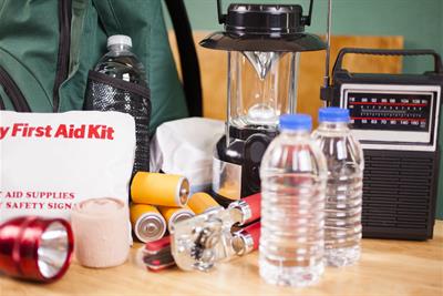 waterbottles batteries and other emergency supplies